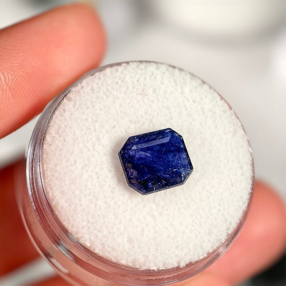 3.05ct Blue Sapphire (Glass Filled) Emerald Cut Gemstone